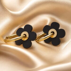 Pendientes Argolla Flora Noir