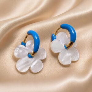 Pendientes Argolla Flora Blue