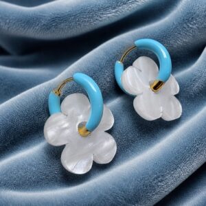 Pendientes Argolla Flora Celeste / Aros Flora Sky Blue
